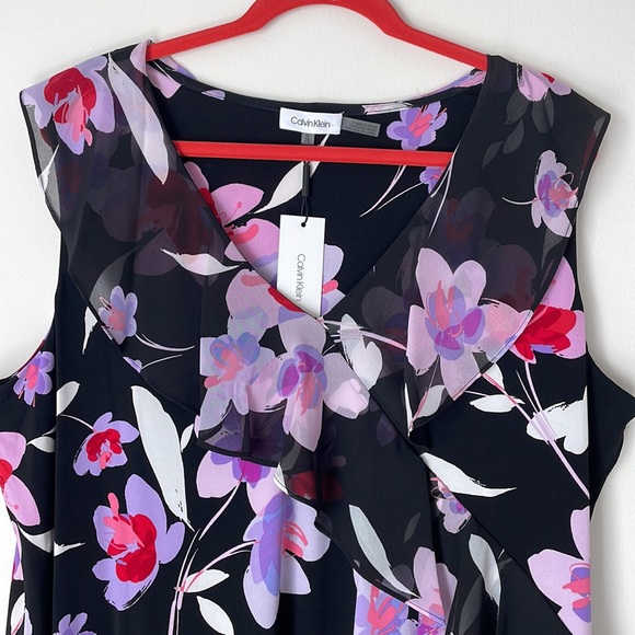 Calvin Klein: Sleeveless Surplice V-Neck Floral Dress Size 1X. - Picture 8 of 13